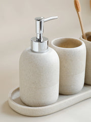 5-Piece Bathroom Accessories Set Beige Grey