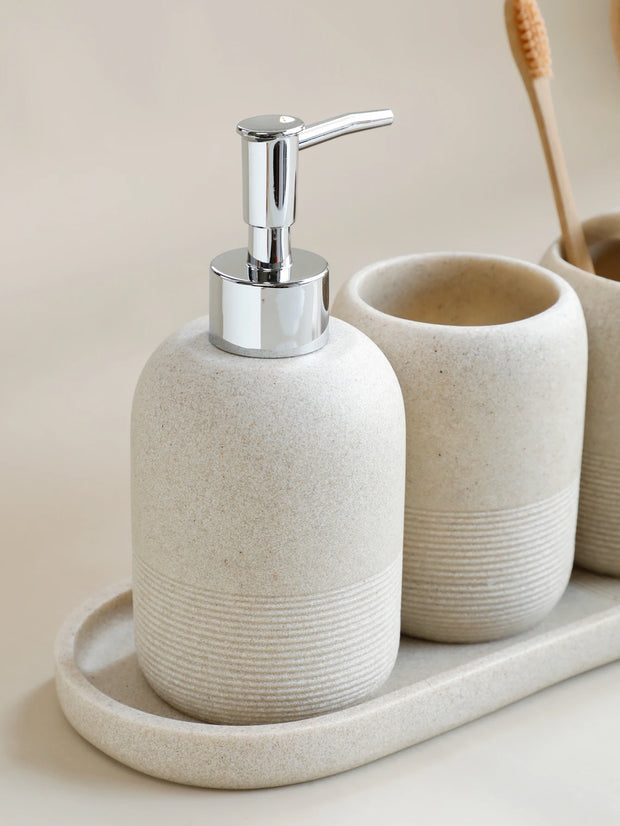 5-Piece Bathroom Accessories Set Beige Grey