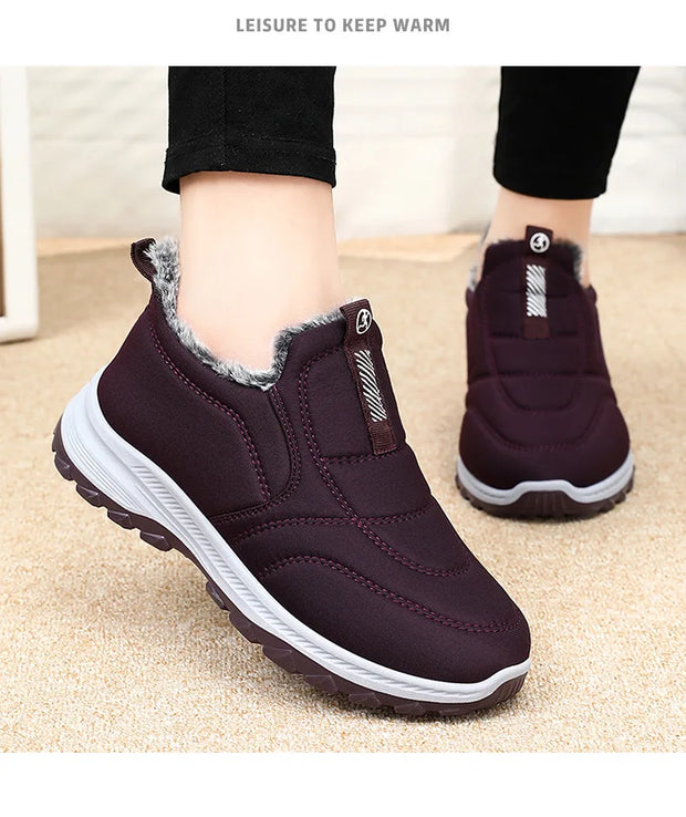 Winter Women Boots Outdoor Snow Boots Warm Lightweight Cotton Boot Non-slip Hiking Walking Shoes Fur Comfortable Women Ankle Boo