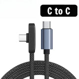 100W USB-C to USB-C fast charging cable with 90 degree right angle braided black cord