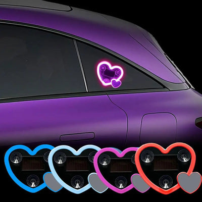 Solar Powered Car Neon Light – Heart-Shaped, Triangular Windows