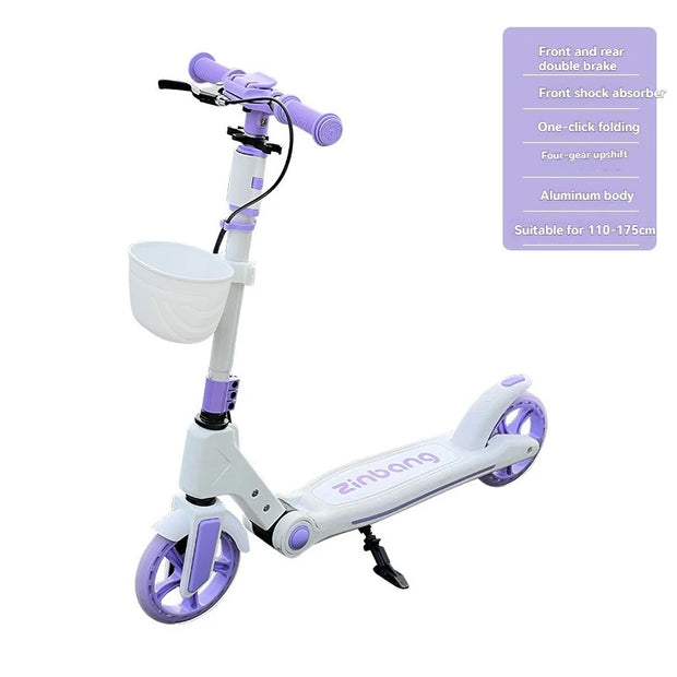 Teenagers and Kids Scooters Adult Two-Wheeled Collapsible City Campus Scooter 12 Scooter