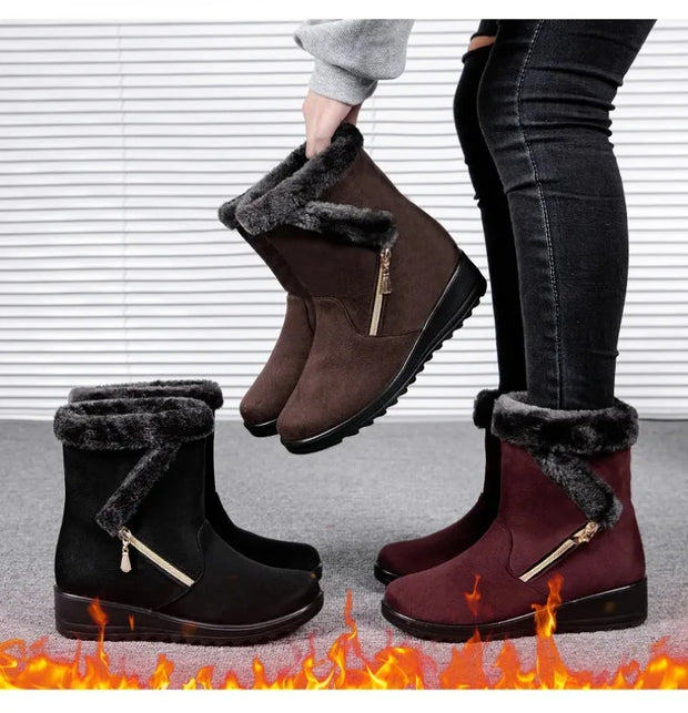 Winter Women Boots Fashion High-top Cotton Shoe Non Slip Wedges Platform Booties Mid-calf Snow Boots Warm Winter Boots for Women