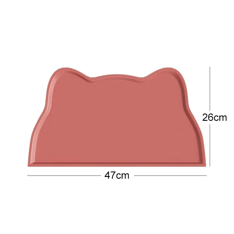 Pink pet feeding mat size chart – non-slip placemat dimensions