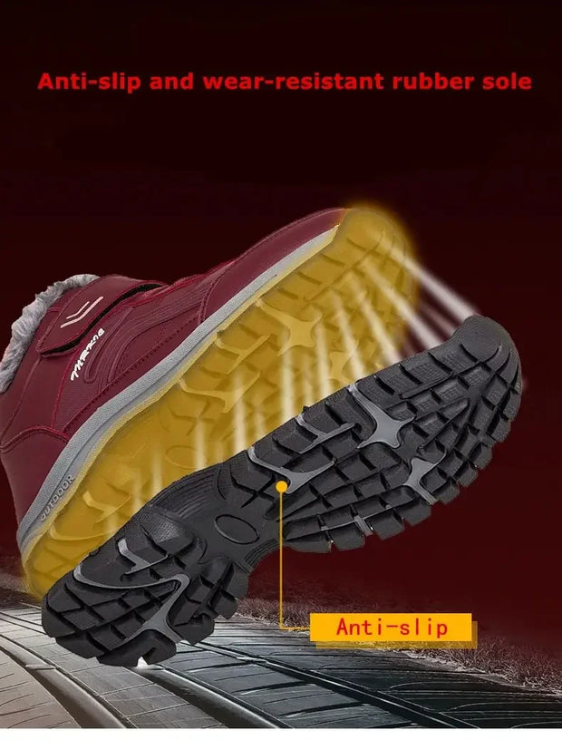 Winter Boots for Men New Waterproof PU Leather Warm Snow Ankle Boots Outdoor Warm plush Non-slip Work High-top Casual Shoes