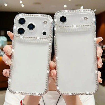 Silicone Diamond Phone Case – Soft Transparent for iPhone 17 Series