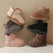 Winter Snow Boots For Children PU Leather Waterproof Kid's Plush Boots Thick Warm Cotton Shoes For Kids Boy's Girl's Warm Boots