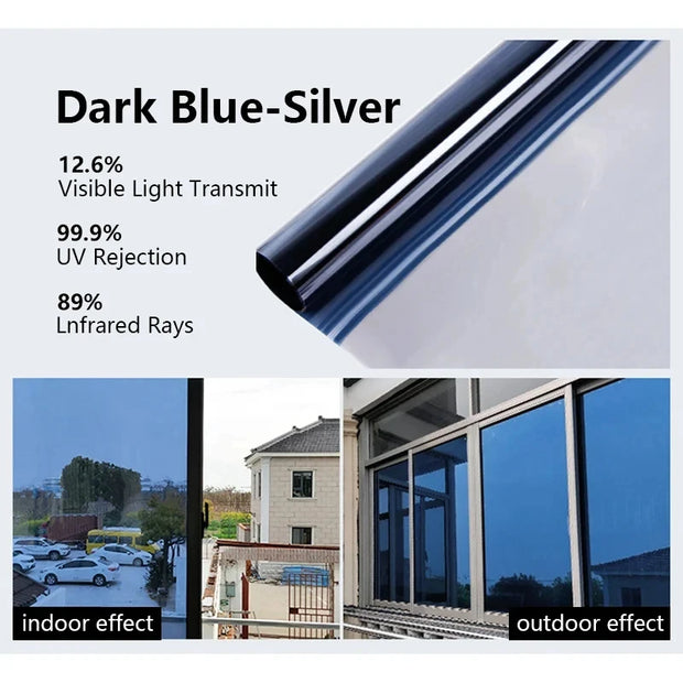 House Window Tint Privacy Film Anti Look Vinyl Mirror Foil Non Adhesive Car Glass Screen Stickers Rolls Heat UV Protection Tools
