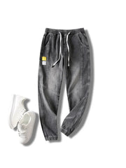 Jeans For Man Clothes Straight Baggy Wide Leg Casual Oversize Pants Vintage Korean Streetwear Tapered Embroidered Trousers