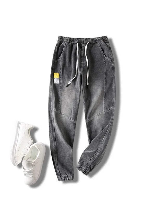 Jeans For Man Clothes Straight Baggy Wide Leg Casual Oversize Pants Vintage Korean Streetwear Tapered Embroidered Trousers