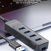 4 Port USB 3.0 Hub with Type C Port High Speed USB 3.0 Splitter Multifunctional Expansion Dock USB Power Adapter Splitter