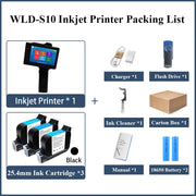 WILLITA 25.4mm Portable Handheld Inkjet Tij Printer Gun For Logo Expiry Date QR Barcode Batch Numbers Label Machine S10
