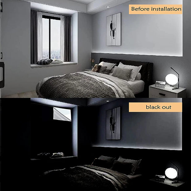 Removable 100% Light Blocking Darkest Window Cloth DIY Total Blackout Glass Privacy Darkening Window Tint Black Window Sticker
