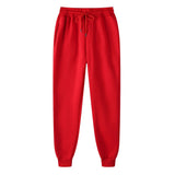 Mens fleece lined jogger sweatpants – red sweatpants on white background