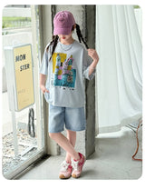 Girls Summer Outfit Set – Print T-Shirt + Shorts (Ages 5-14)