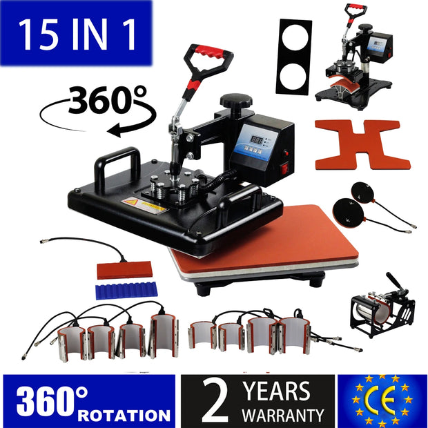 15 In 1 Heat Press Machine,Sublimation Printer/Heat Transfer Machine Pen Heat Press For Mug/Cap/T Shirt/Shoe/Bottle/Pen/Football