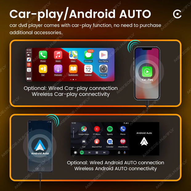 NaviFly 6.86" Touch Screen 1 Din Car Stereo Multimedia Player Wireless CarPlay Android Auto Universal 1DIN MP5 Player FM Radio