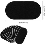 Black oval anti-snoring mouth tape strips with dimension labels and quantity