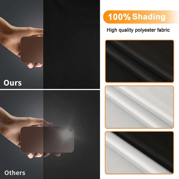 210D Removable Light Blocking Darkest Window Cloth DIY Total Blackout Glass Privacy Darkening Window Tint Black Window Sticker