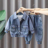 Boys Casual Clothing Set, Jacket and Jeans Two-Piece for Spring and Autumn
