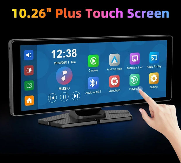 10.26'' Universal Portable Carplay Car Screen Wireless Carplay Screen Wireless Car Stereo Carplay Android Auto Car Touchscreen