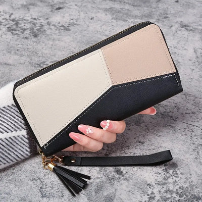 Women's Long Zipper Wallet – PU Leather Purse with Coin Pocket & Card Holder