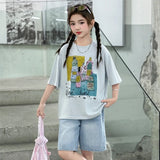 Girls Summer Outfit Set – Print T-Shirt + Shorts (Ages 5-14)