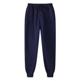 Mens fleece lined jogger sweatpants – navy blue sweatpants on white background