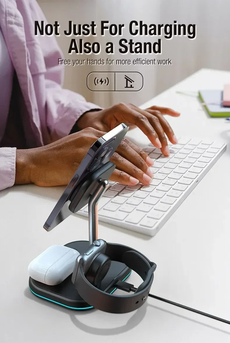 3-in-1 Wireless Charging Station – Fast Charge Phone, Watch & Earbuds