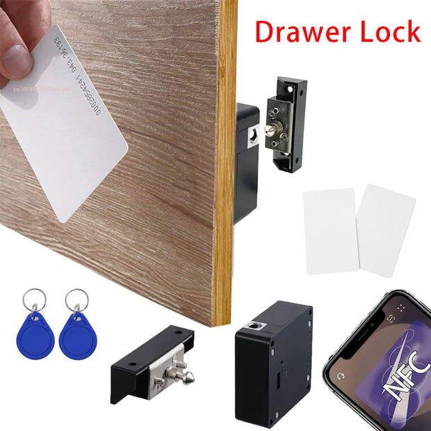 RFID Hidden Cabinet Lock RFID Cabinet Invisible Electronic Locks Unlock for Hidden Cabinet Wooden Chest Drawer Cupboard Toolbox