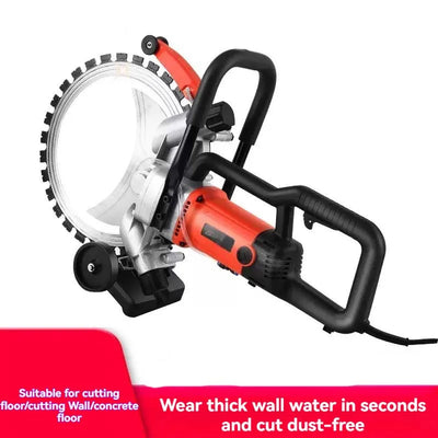 6500W electric circular saw with diamond blade – black and orange wall cutter for concrete, stone and floor cutting, dust-free water cutting