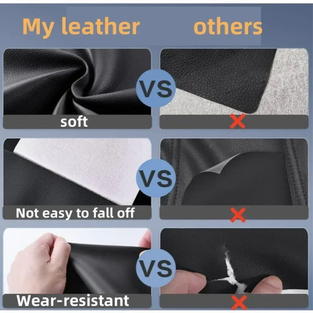 Self-adhesive Leather Repair Patch Wear-resistant Litchi Stria Leather Bed Sofa Seat Chair Fix Black Leather Sticker 250X137CM