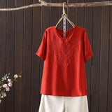 Women's Cotton Linen Embroidered Top – Vintage Casual Shirt