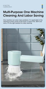 Cordless Electric Spin Scrubber, 5-in-1, for Bathroom Tile and Kitchen