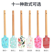 Christmas Themed Wooden Handle Pastry Batter Mixing Scraper Cake Cream Silicone Spatula Baking Decorating Tools Kitchen Utensils