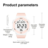 Women's LED Digital Watch, Waterproof Sport Watch with Silicone Band