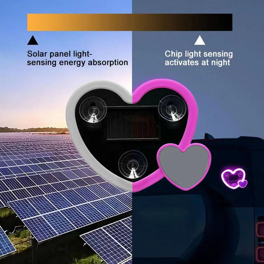 Solar Powered Car Neon Light – Heart-Shaped, Triangular Windows