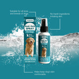 Yegbong Anti-Itch Spray for dogs with packaging on a blue background