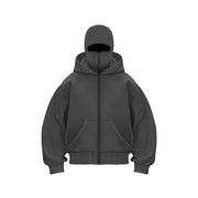 Men's Balaclava Zip Hoodie with Face Mask Winter Warm Zipper Sweatshirt Oversized Hooded Sports Jacket for Outdoor Activities