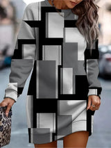 Women's Printed Sportswear Top – Round Neck Long Sleeve