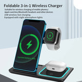 3-in-1 Wireless Charging Station – Travel Pad for iPhone 12-17, iWatch & AirPods, 15W