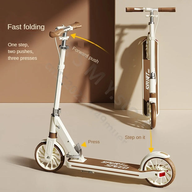 Children's Scooter, Foldable Bicycle, Large Children's Sliding Wheel, Campus Adult Two Wheel Scooter 5-15 years old