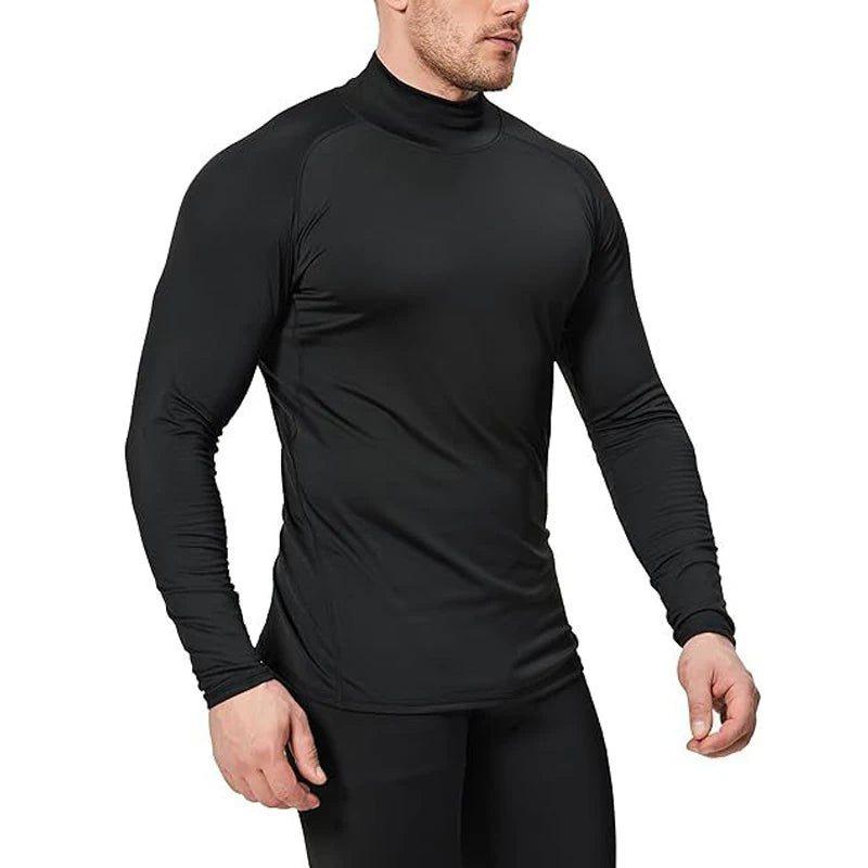 Men's Winter Thermal T-Shirt – Long Sleeve Turtleneck, Soft & Thin