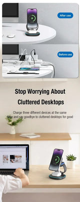 3-in-1 Wireless Charging Station – Fast Charge Phone, Watch & Earbuds