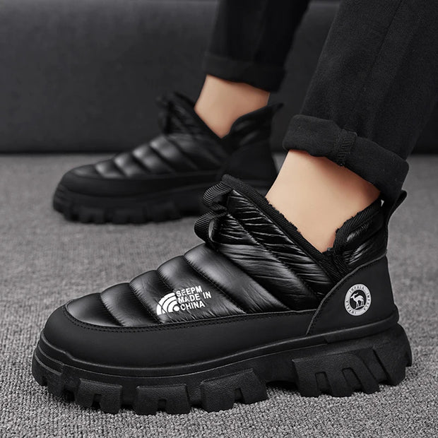 Winter Snow Boots, Men's Insulated Warm Cotton Boots, Anti-slip and Wear-resistant Hiking Shoes, Casual Outdoor Boots