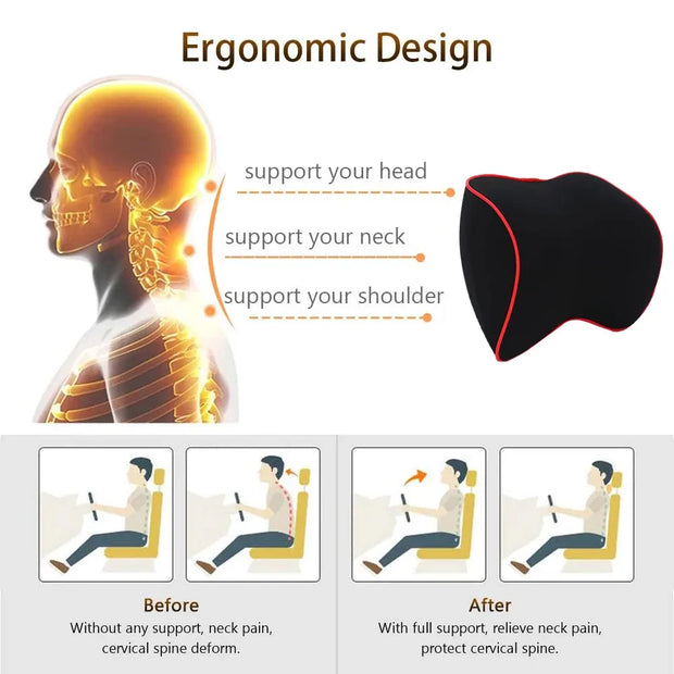 Memory Foam Car Neck and Back Pillow