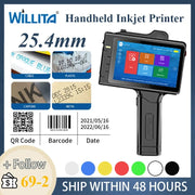 WILLITA 25.4mm Portable Handheld Inkjet Tij Printer Gun For Logo Expiry Date QR Barcode Batch Numbers Label Machine S10