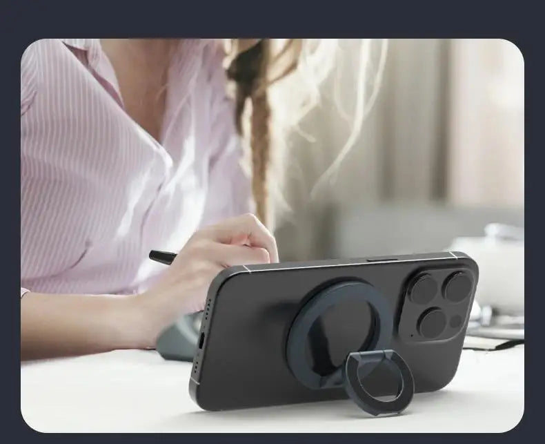 Magnetic Phone Stand – Double-Sided Ring Holder, Folding Desktop Bracket, 360° Rotation