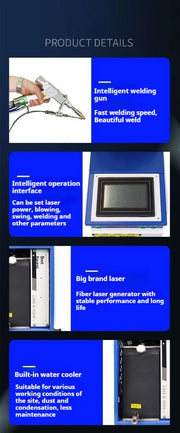 Water Cooled 1500W Mini Laser Welder Stainless Steel Aluminum Iron Portable Handheld Fiber  Welding Machine