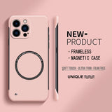 Ultra-Thin Matte Magnetic Phone Case for iPhone 14-17, Frameless Hard PC